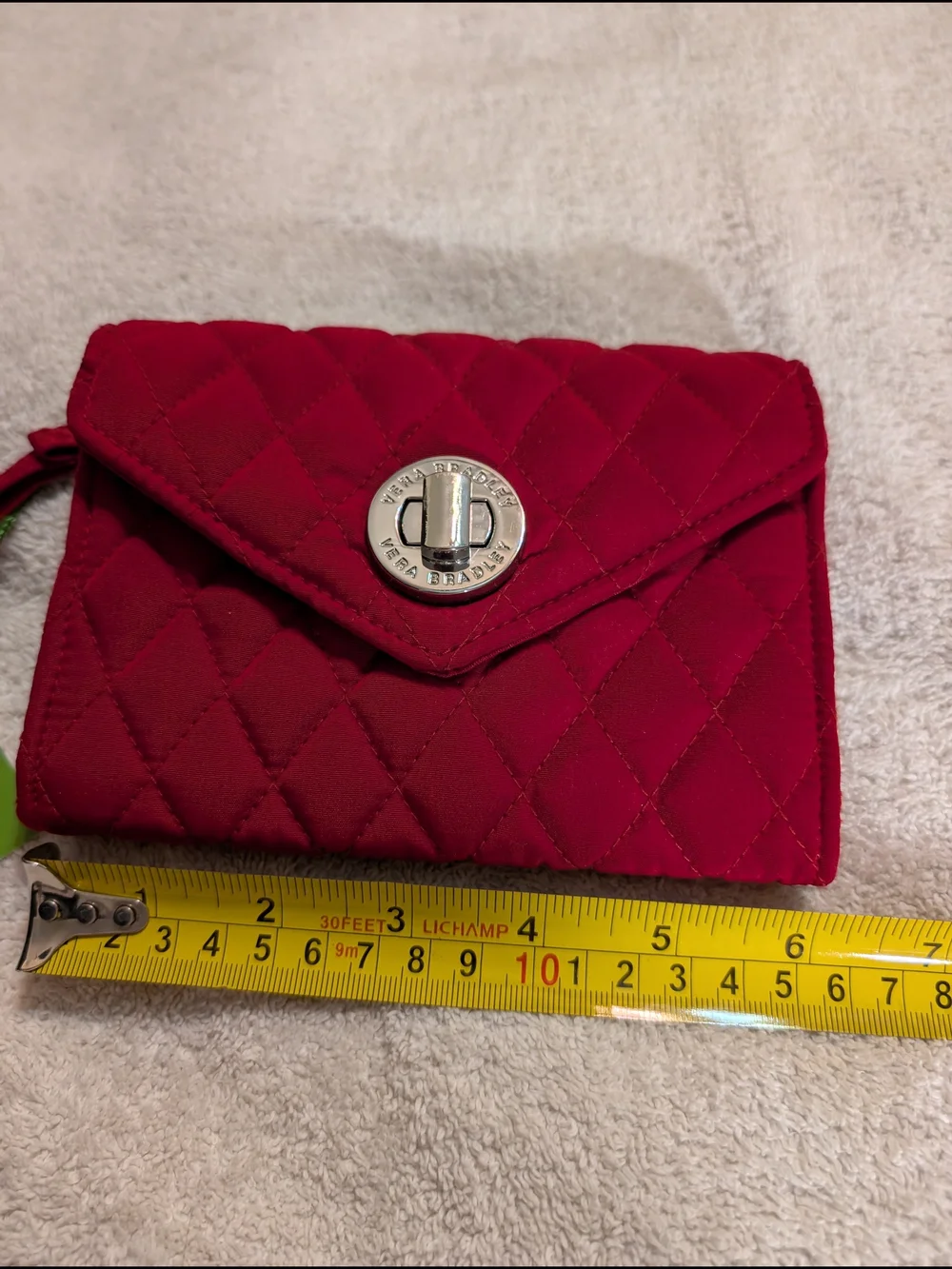 Vera Bradley Crimson Quilted Wristlet with Turn-Lock